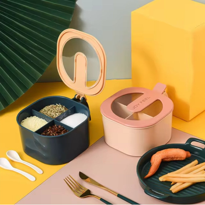 4-Grid Spice & Box with Spoons
