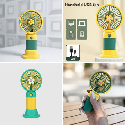 Flower Mini Handheld Fan with Stand