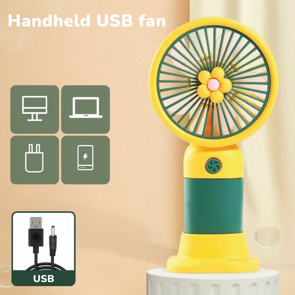 Flower Mini Handheld Fan with Stand
