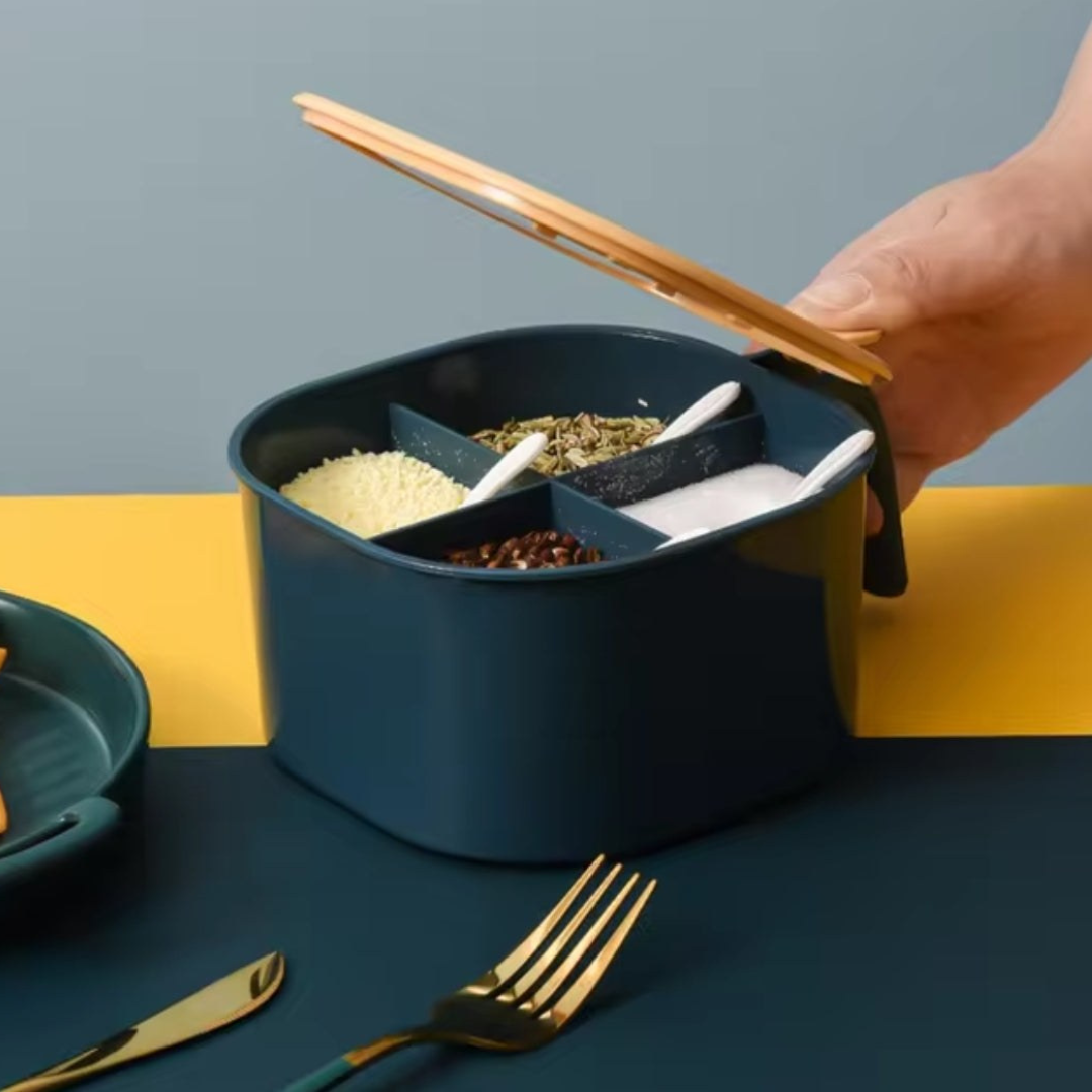 4-Grid Spice & Box with Spoons